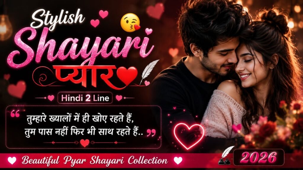 Stylish 💕 😘 Shayari प्यार❤ Hindi 2 Line | Beautiful Pyar Shayari Collection ❤️ (2026)